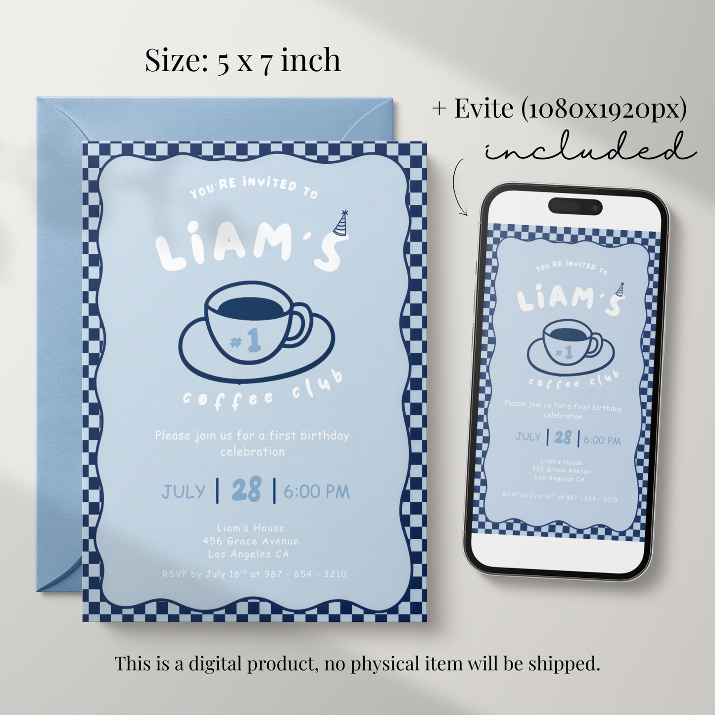 Coffee Club 1st Birthday Invitation
