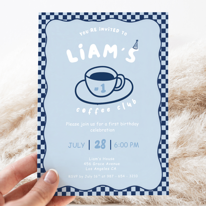 Coffee Club 1st Birthday Invitation