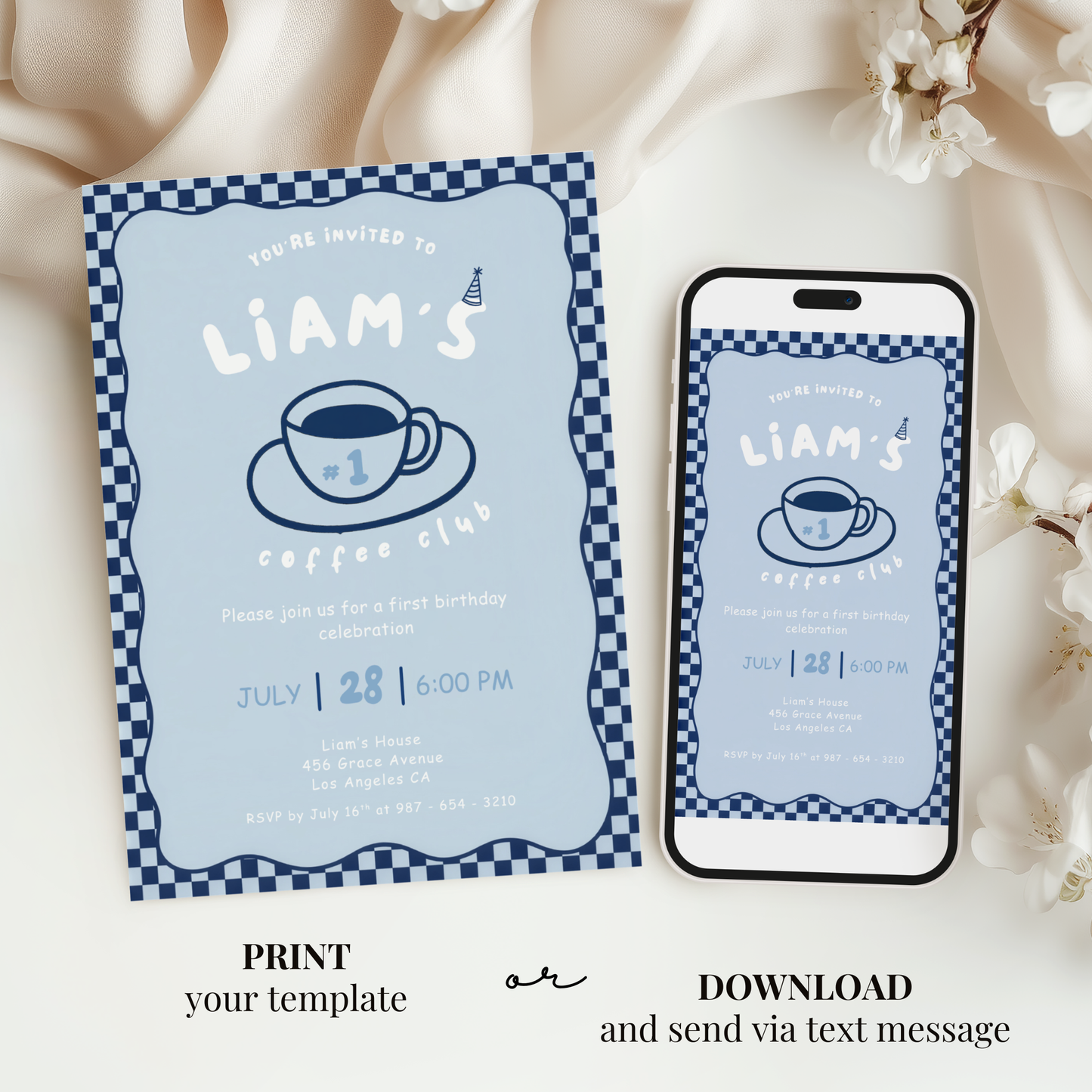 Coffee Club 1st Birthday Invitation