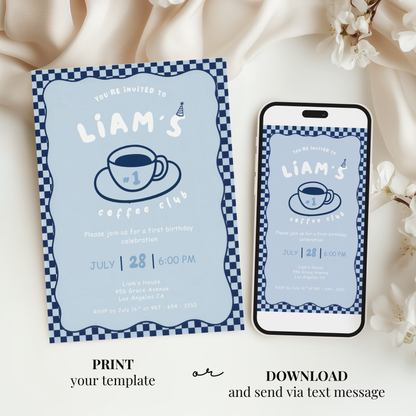 Coffee Club 1st Birthday Invitation