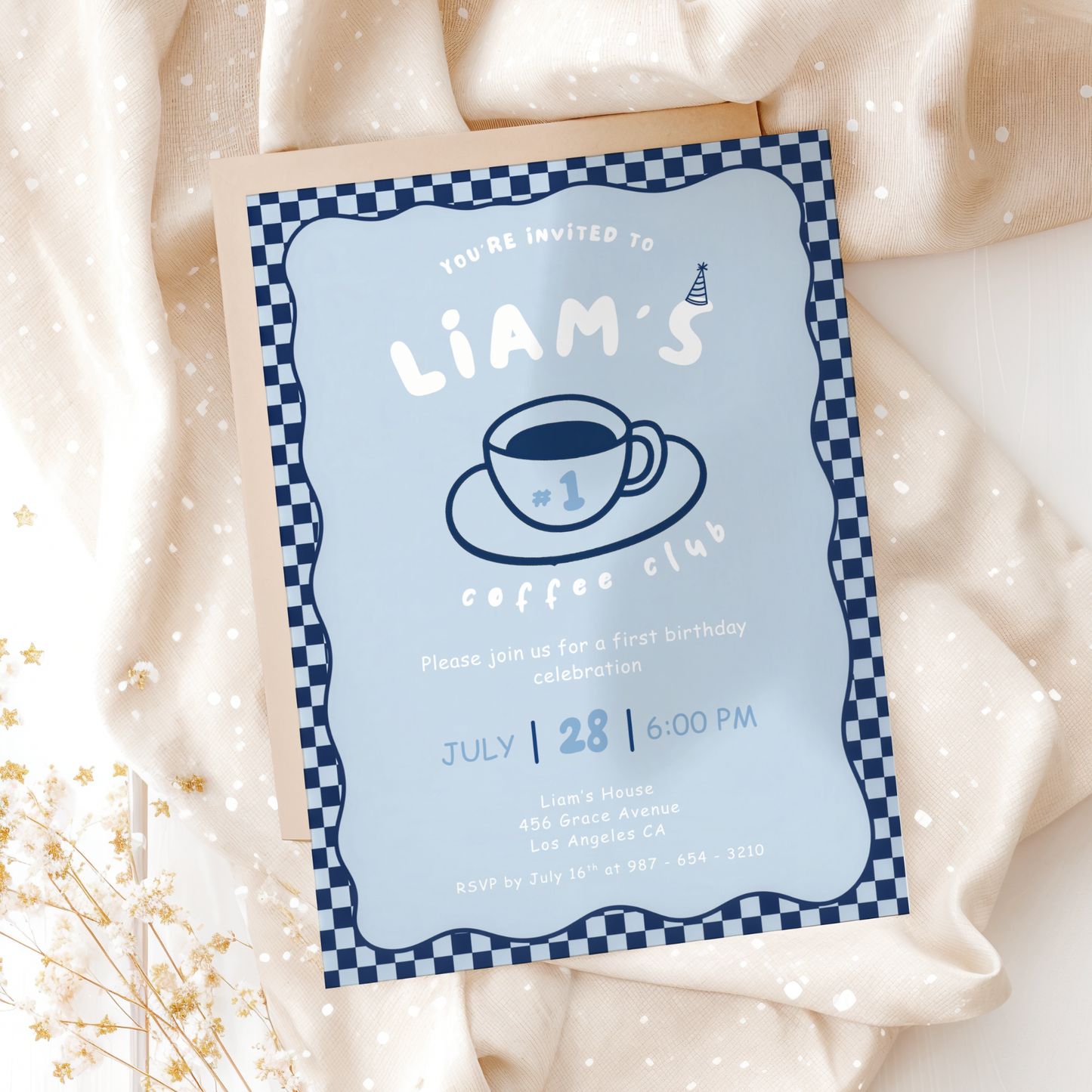 Coffee Club 1st Birthday Invitation
