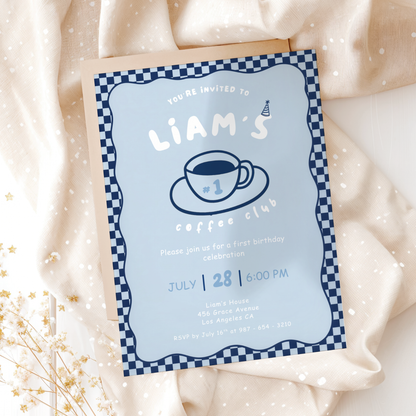 Coffee Club 1st Birthday Invitation