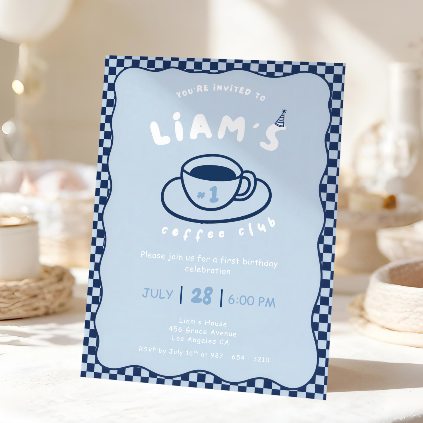 Coffee Club 1st Birthday Invitation