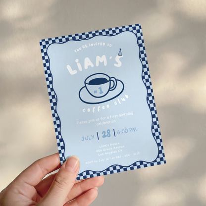 Coffee Club 1st Birthday Invitation