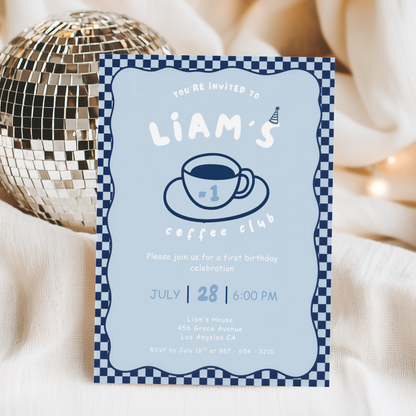 Coffee Club 1st Birthday Invitation