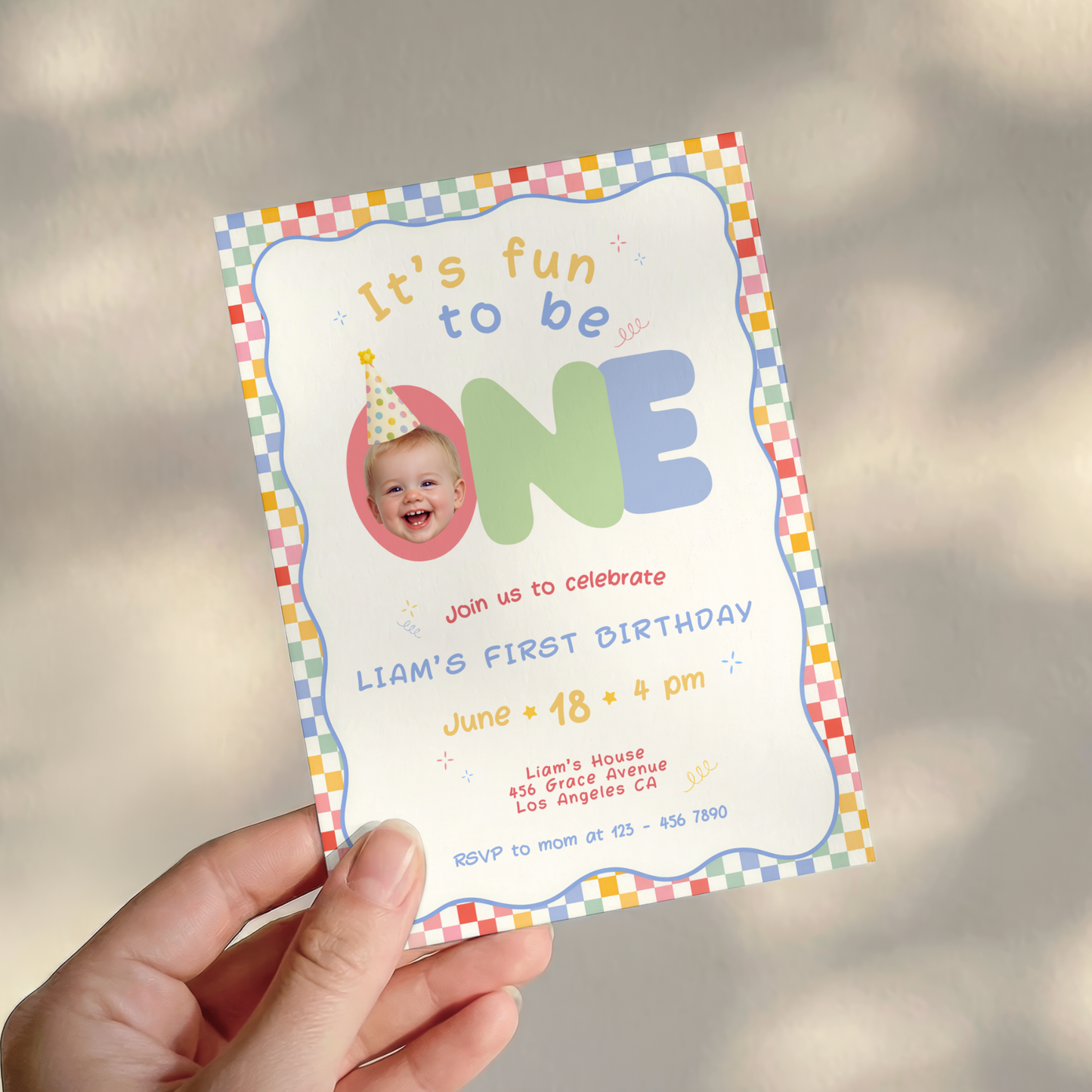 Fun To Be One Retro 1st Birthday Invitation