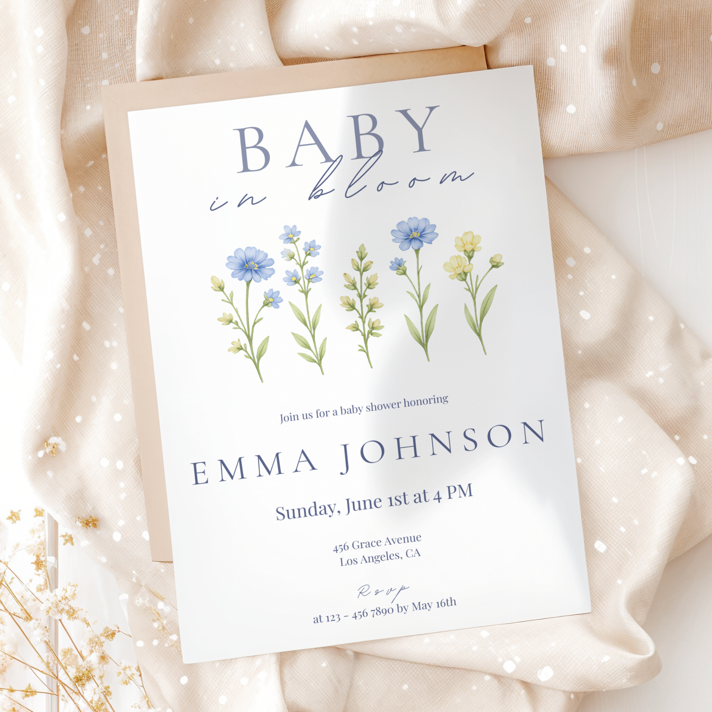Wildflower Baby in Bloom Baby Shower Invitation