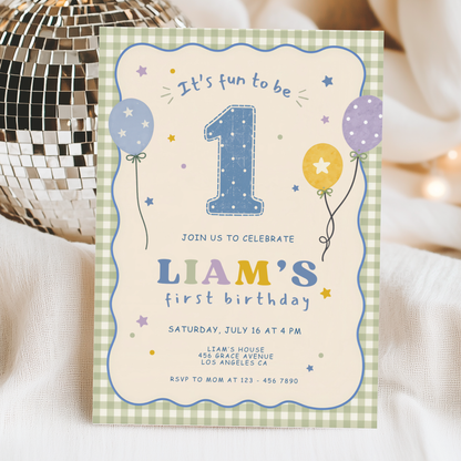 Fun To Be One First Birthday Invitation