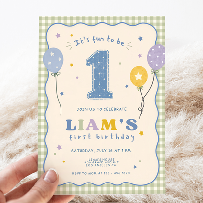 Fun To Be One First Birthday Invitation