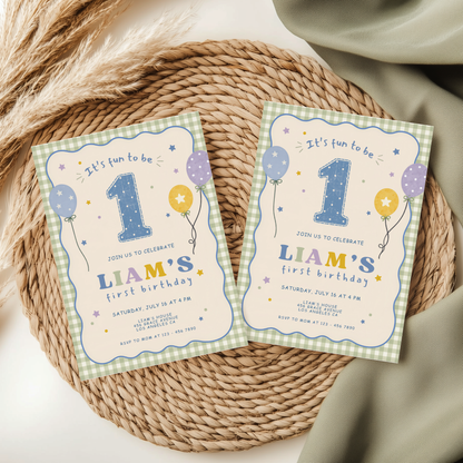 Fun To Be One First Birthday Invitation
