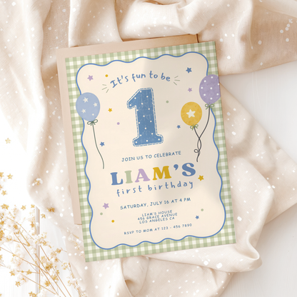 Fun To Be One First Birthday Invitation