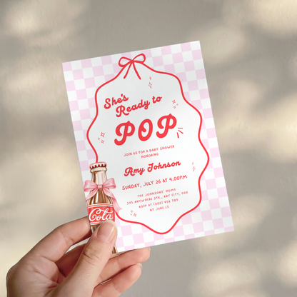 She's Ready to Pop pink baby shower invitation template – preview 10