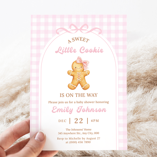 Little Cookie gingerbread Christmas baby shower invitation template