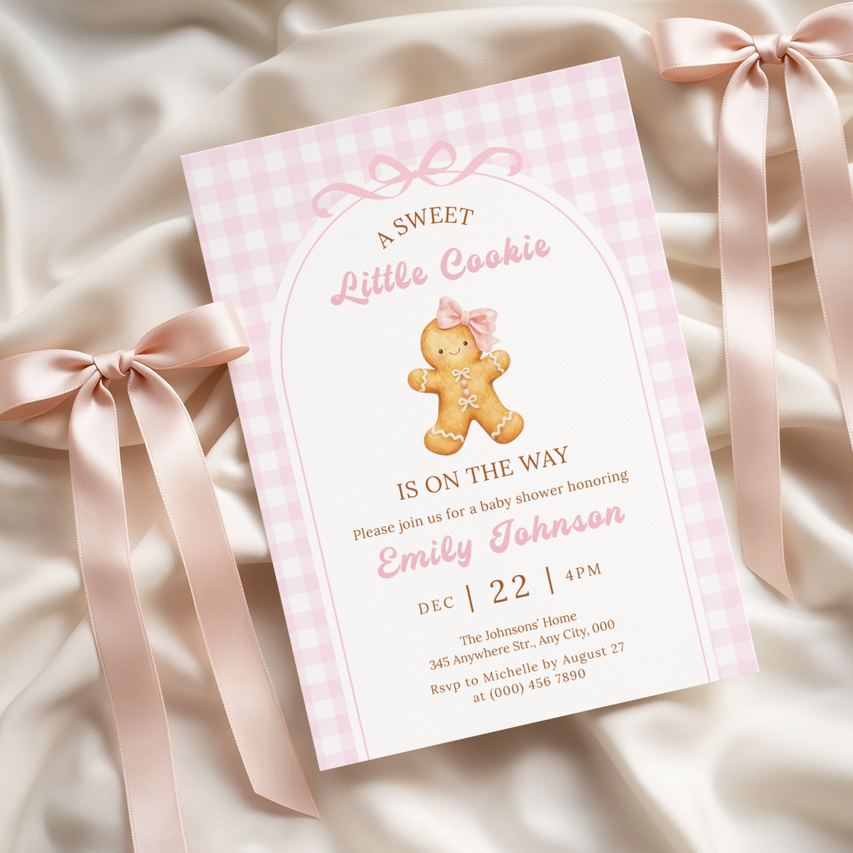 Little Cookie gingerbread Christmas baby shower invitation template – preview 8