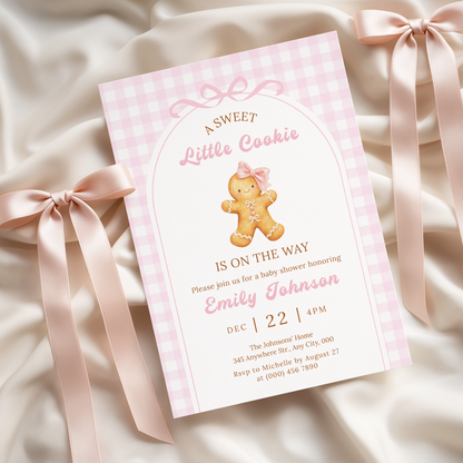 Little Cookie gingerbread Christmas baby shower invitation template – preview 8