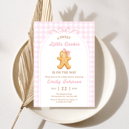 Little Cookie gingerbread Christmas baby shower invitation template – preview 9