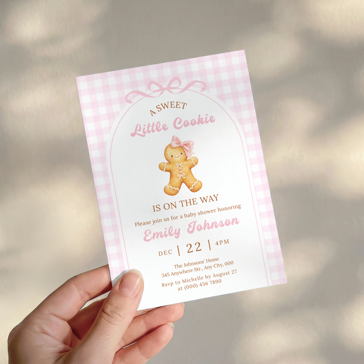 Little Cookie gingerbread Christmas baby shower invitation template – preview 10