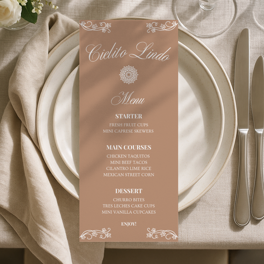 Cielito Lindo Brown — Baby Shower Menu