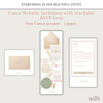 Wildflower Baby in Bloom Baby Shower Invitation Girl - Digital Invite
