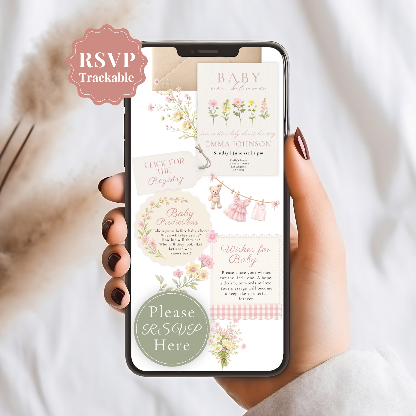 Wildflower Baby in Bloom Baby Shower Invitation Girl - Digital Invite