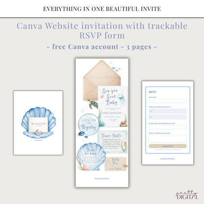 Sea You Soon Baby Shower Invitation - Digital Invite