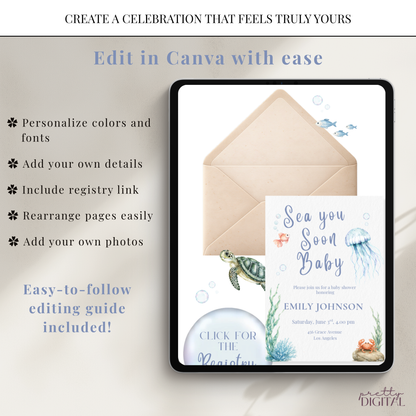 Sea You Soon Baby Shower Invitation - Digital Invite