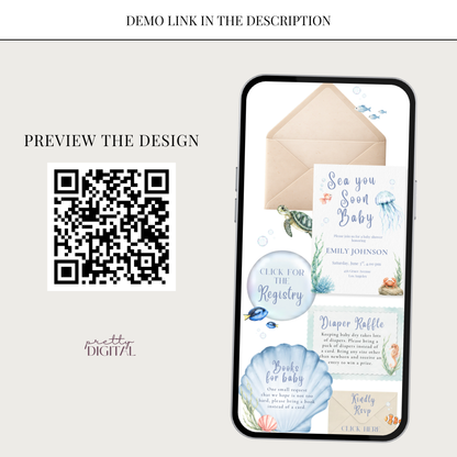 Sea You Soon Baby Shower Invitation - Digital Invite