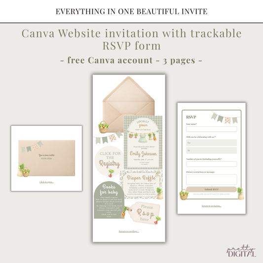 Locally Grown Baby Shower Invitation Girl - Digital Invite