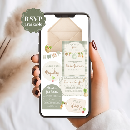 Locally Grown Baby Shower Invitation Girl - Digital Invite