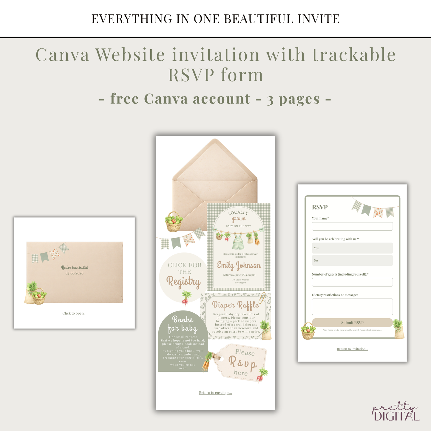 Locally Grown Baby Shower Invitation - Digital Invite