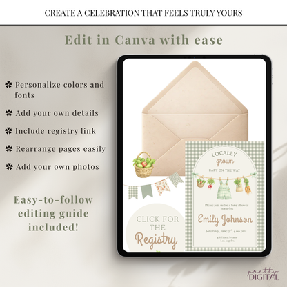 Locally Grown Baby Shower Invitation - Digital Invite