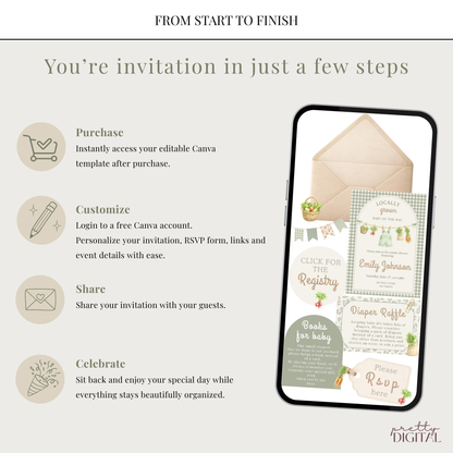 Locally Grown Baby Shower Invitation - Digital Invite
