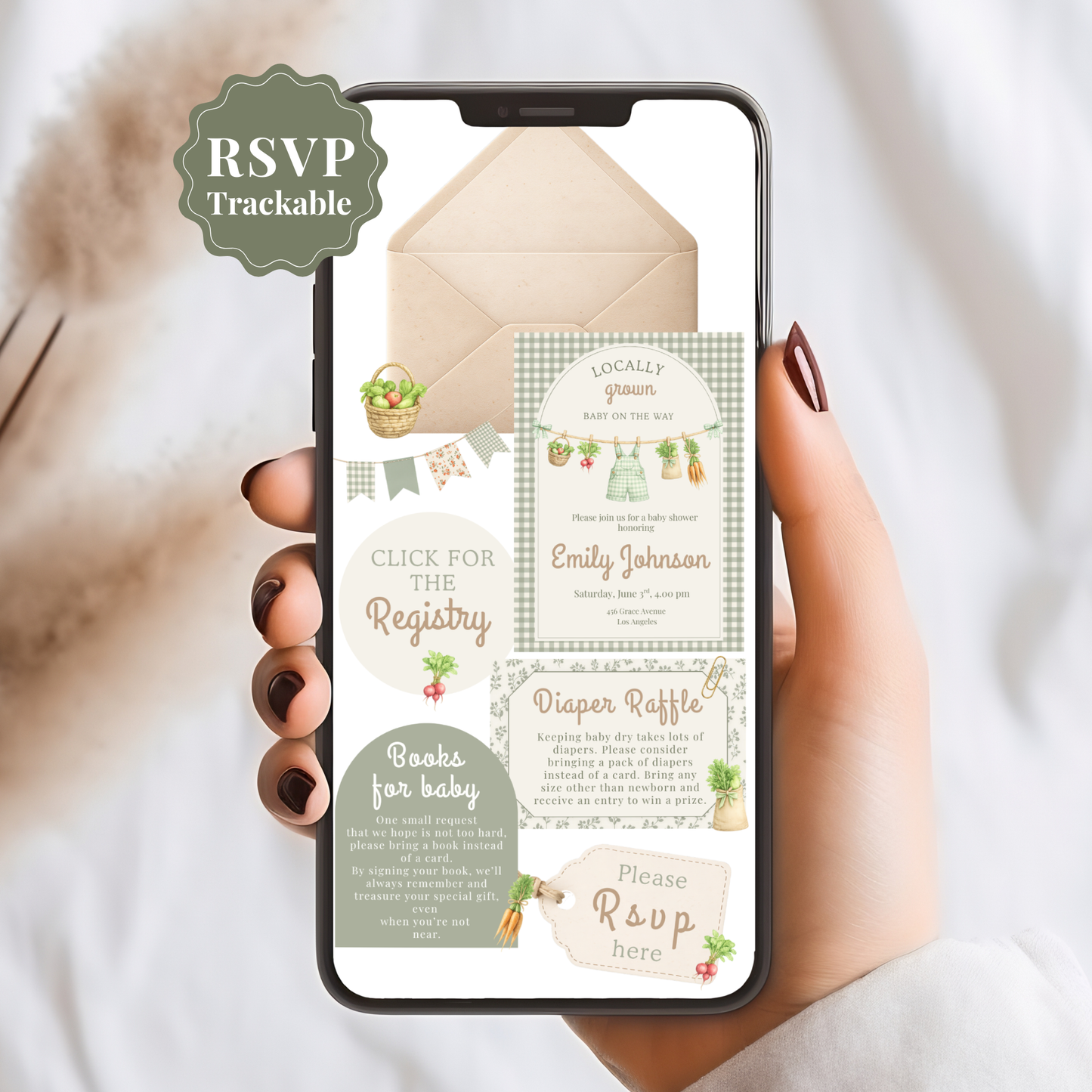 Locally Grown Baby Shower Invitation - Digital Invite