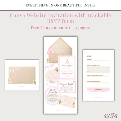 Silly Goose on the Loose Pink - Digital Invite