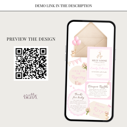 Silly Goose on the Loose Pink - Digital Invite