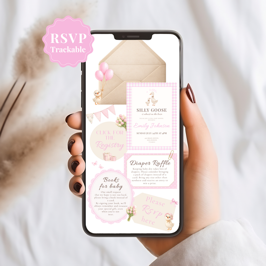 Silly Goose on the Loose Pink - Digital Invite
