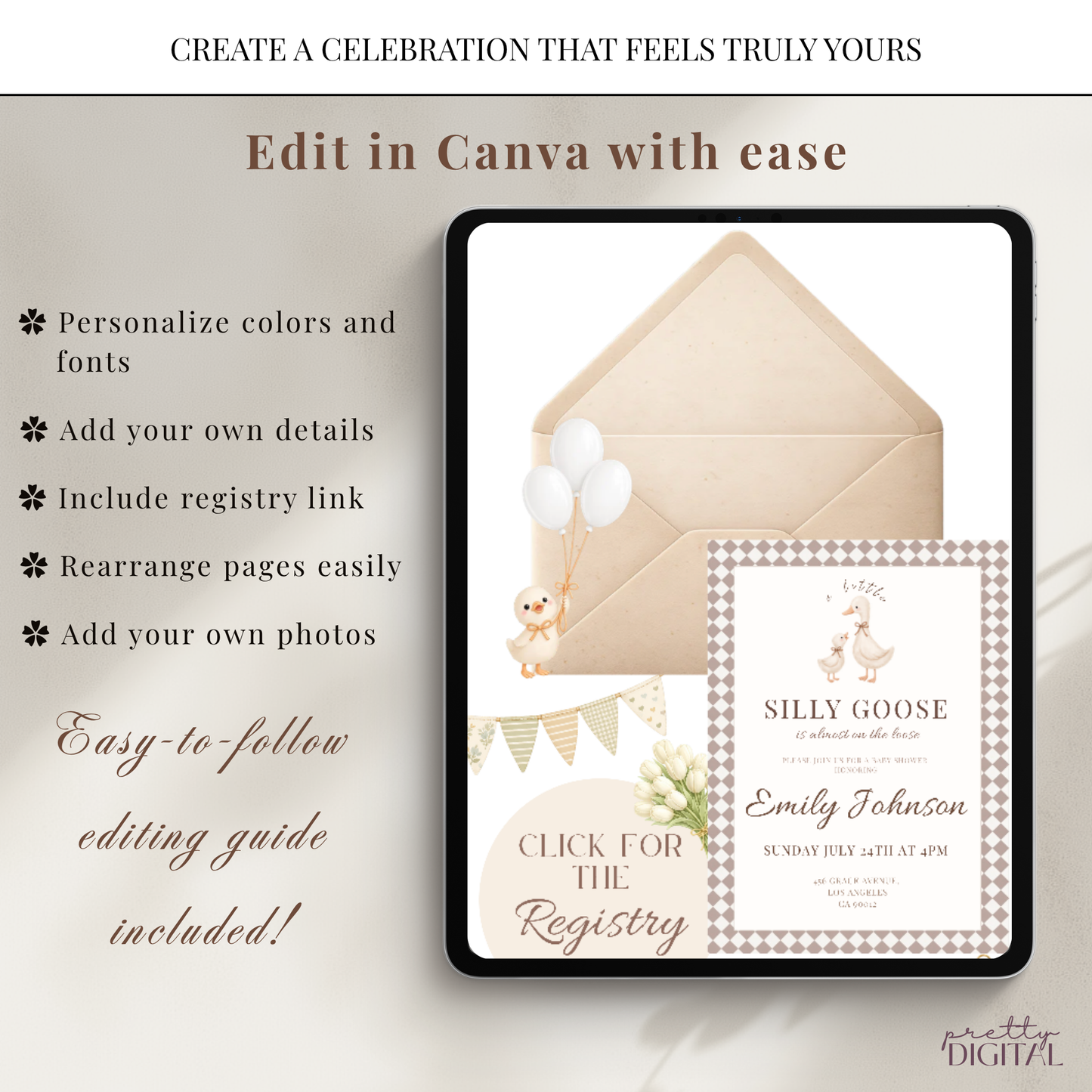 Silly Goose on the Loose Brown - Digital Invite