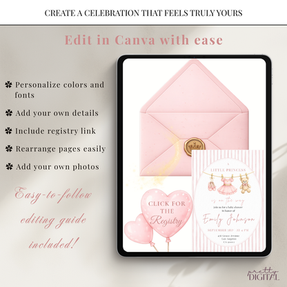 A Little Princess on the Way Baby Shower Invitation - Digital Invite