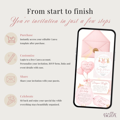 A Little Princess on the Way Baby Shower Invitation - Digital Invite