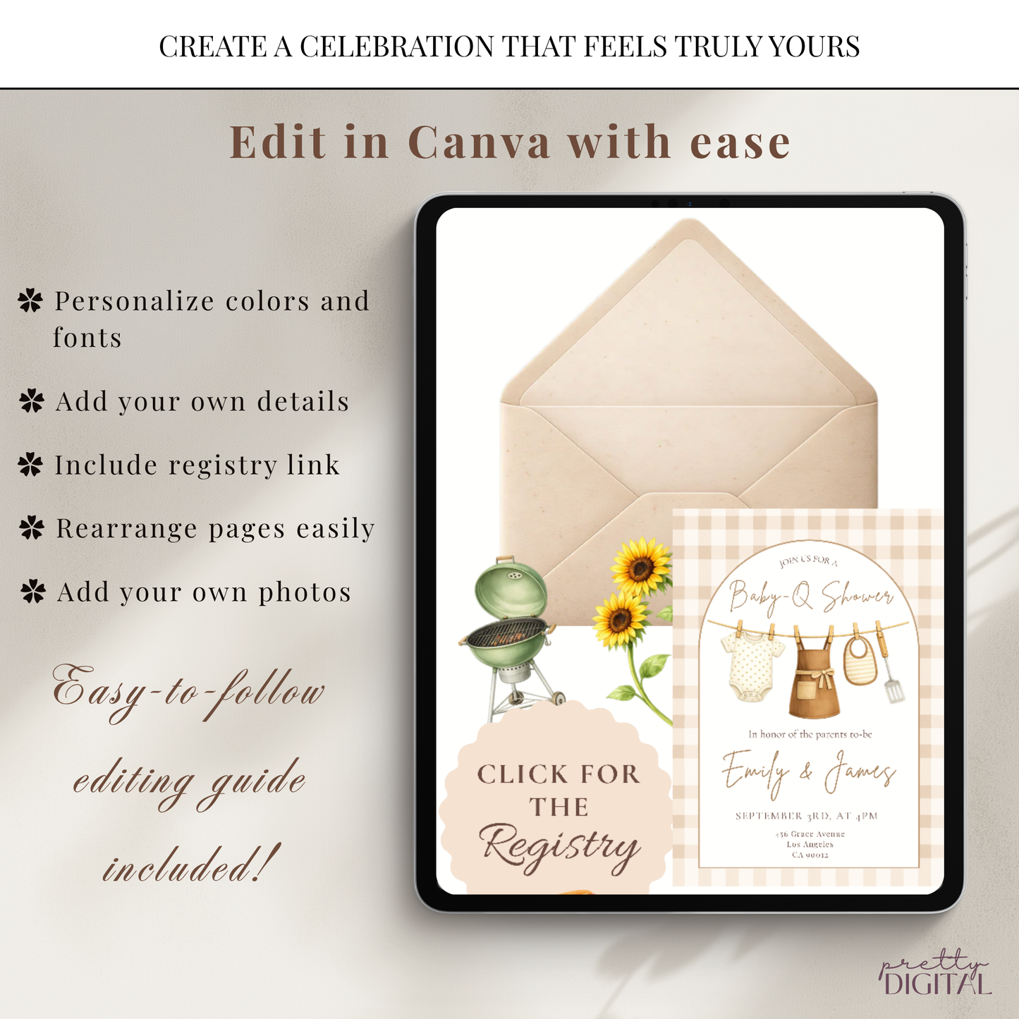 Baby-Q Baby Shower Invitation - Neutral Digital Invite
