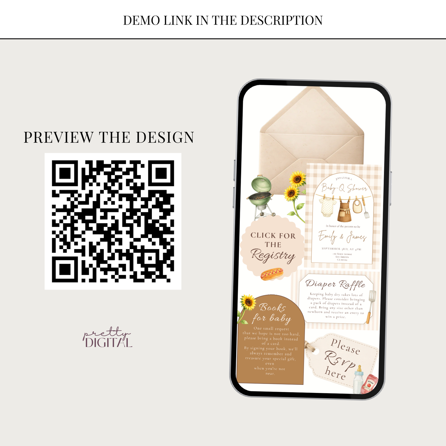 Baby-Q Baby Shower Invitation - Neutral Digital Invite