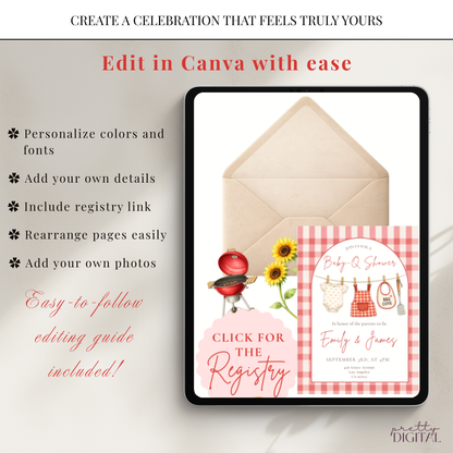 Baby-Q Baby Shower Invitation - Red Digital Invite