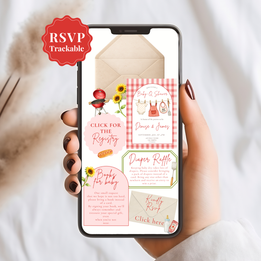 Baby-Q Baby Shower Invitation - Red Digital Invite