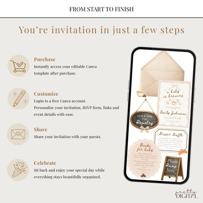 A Baby is Brewing Baby Shower Invitation - Neutral Digital Invite