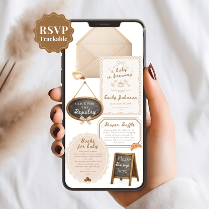 A Baby is Brewing Baby Shower Invitation - Neutral Digital Invite