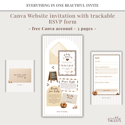 A Baby is Brewing Baby Shower Invitation - Brown Digital Invite