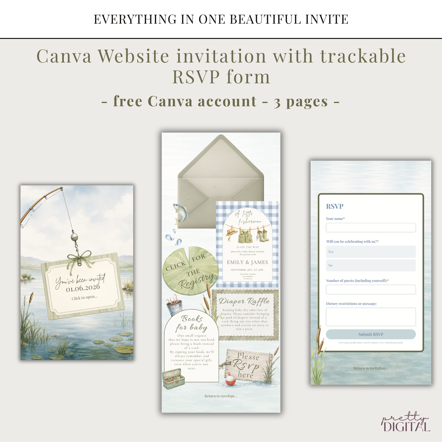 Little Fisherman Baby Shower Invitation - Digital Invite