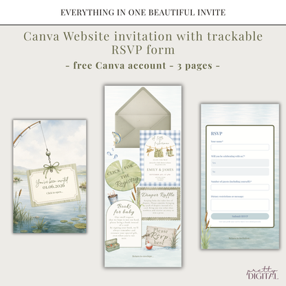 Little Fisherman Baby Shower Invitation - Digital Invite