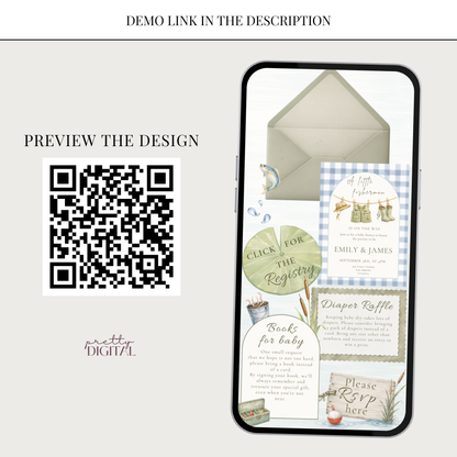 Little Fisherman Baby Shower Invitation - Digital Invite
