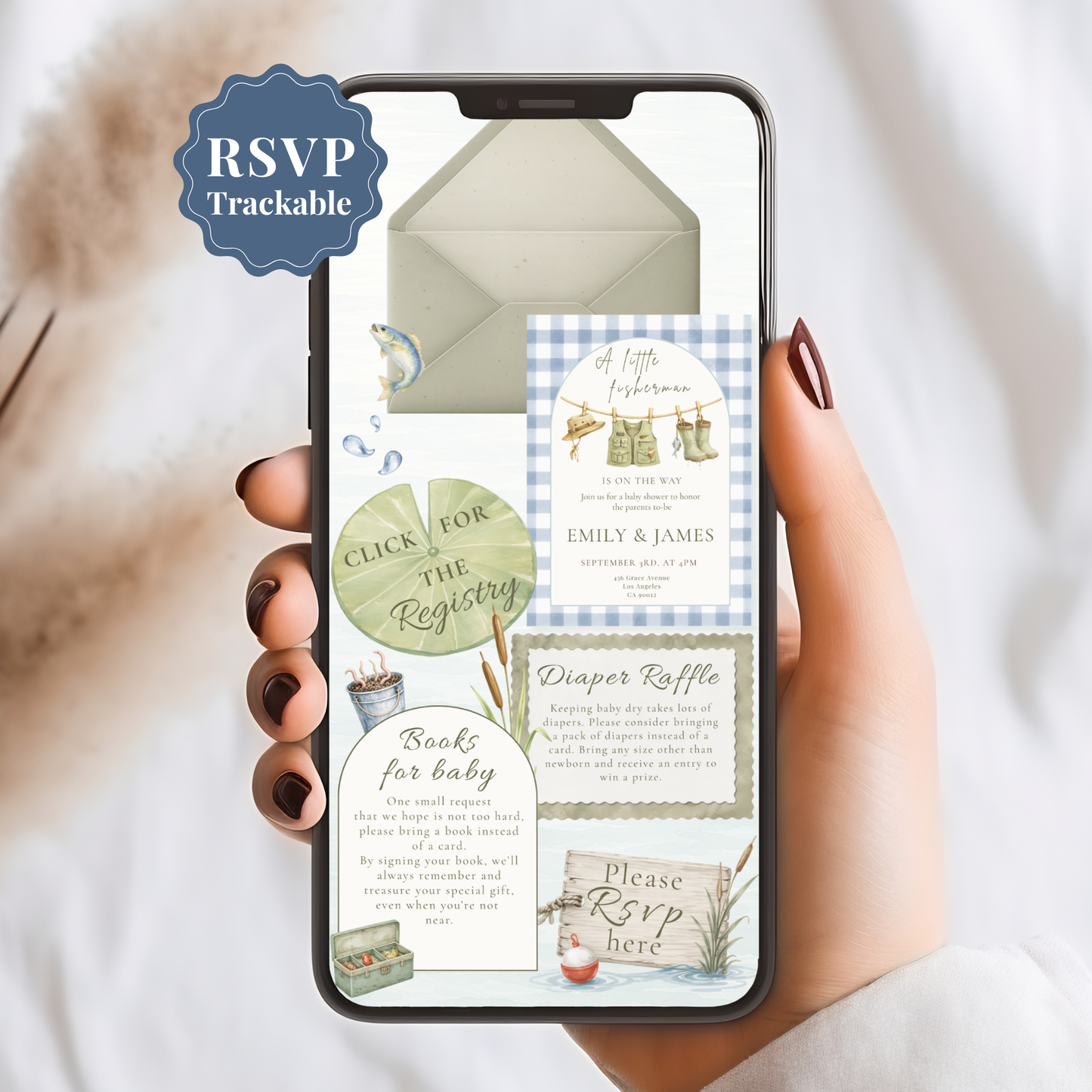 Little Fisherman Baby Shower Invitation - Digital Invite